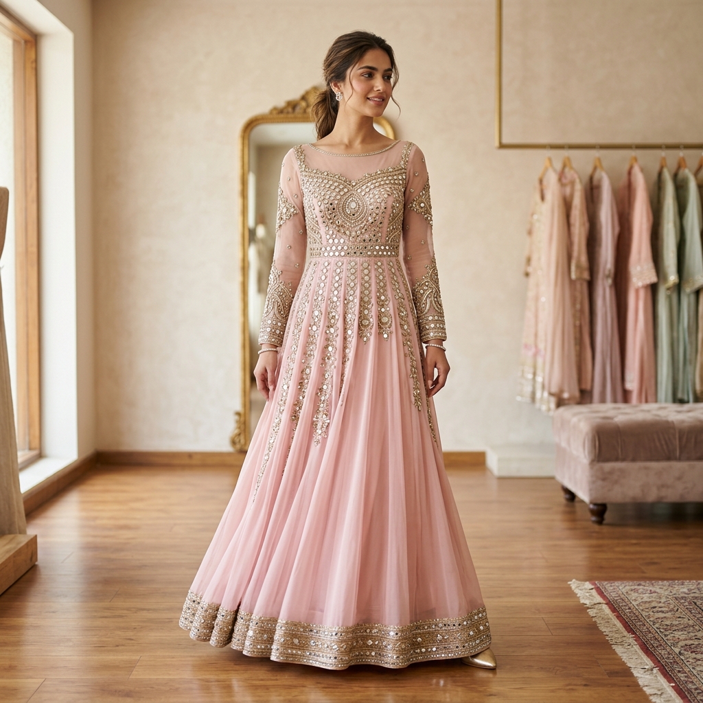 Pastel Designer Indo-Western Evening Gown